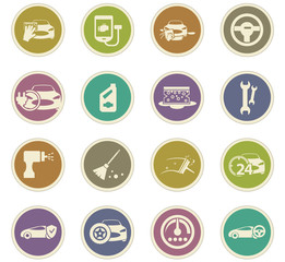 Car shop icons set