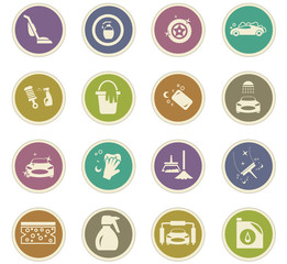 Car wash shower service icons set