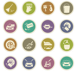 Car wash shower service icons set