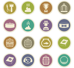 Goods for pets icons set