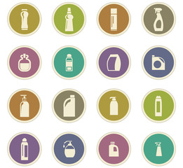 Household chemicals icons set