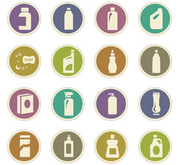 Household chemicals icons set