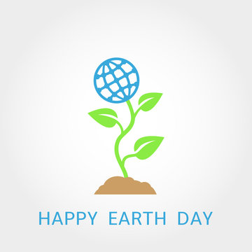 Sprout icon with a globe instead of a flower. 
Earth Day concept.