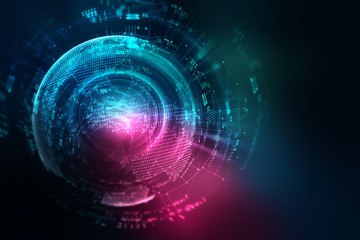 blue geometric circular shape abstract technology background