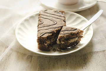 cake on a white plate