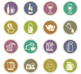 Utensils for the preparation of beverages icons