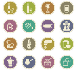 Utensils for the preparation of beverages icons