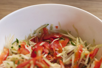 salad of peppers, cucumbers and cabbage