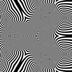 Black and White Abstract Striped Background. Optical Art. 3d Vector Illustration.
