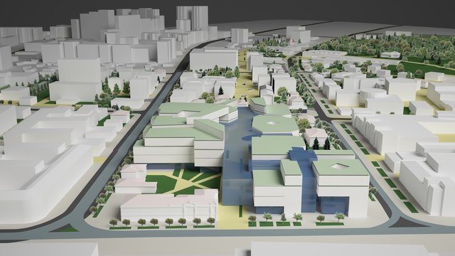 3D graphics of the urban environment. quarter