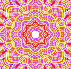 Illustration of an abstract colorful floral design. Cynco de mayo. Aztec ethnic background.