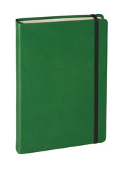 isolated green notebook on white