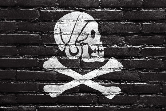 Henry Every Pirate Flag, Painted On Brick Wall