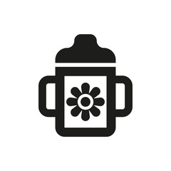 Obraz premium Feeding cup icon. design. Baby bottle symbol. web. graphic. AI. app. logo. object. flat. image. sign. eps. art. picture - stock