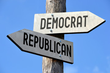 Democrat and republican signpost