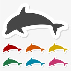 Multicolored paper stickers - Dolphins