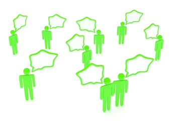 people with talk bubbles isolated over a white background. 3d rendering.