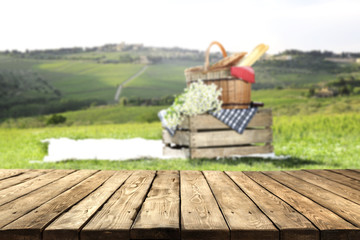 wooden desk and picnic 