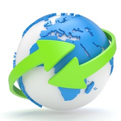 Fototapeta premium Arrows and Earth globe. 3d render