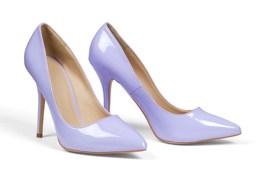 A pair of light purple high heel shoes isolated on white with clipping path.