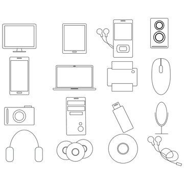 Electronic devices simple icon set collection 