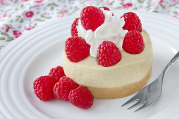 Himbeer-Quark-Törtchen mit Sahne und Himbeeren