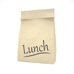Lunch bag on white. 3d rendering.