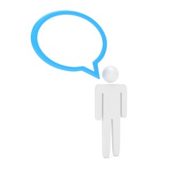3d man with talk bubbles isolated over a white background. 3d rendering.