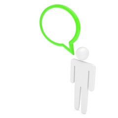 3d man with talk bubbles isolated over a white background. 3d rendering.