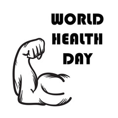 International World Health Day card, poster, logo, written on watercolor green background illustration