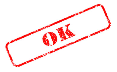 OK rubber stamp text on white background