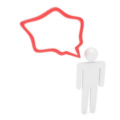 3d man with talk bubbles isolated over a white background. 3d rendering.