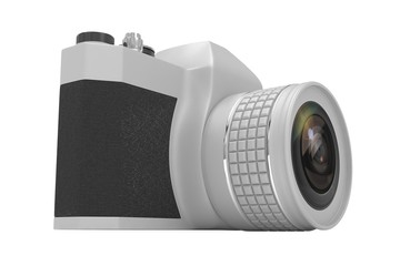 Retro camera isolated on  white background. 3d rendering.