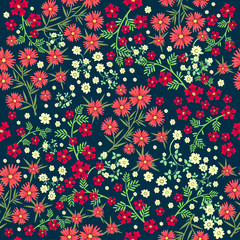 Seamless ditsy. Floral pattern. Flowers background. Vector illustration.