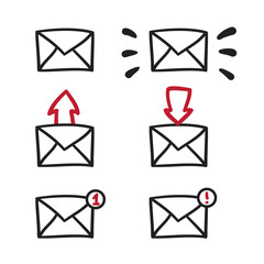 Mail icon, symbol, illustration black lines on white..