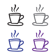 Coffee cups icon set set vector line doodle symbols..