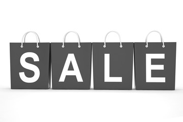 sale written on shopping bag. 3d rendering.