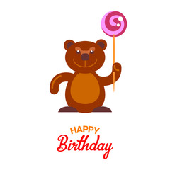 Flat bear and lollipop card