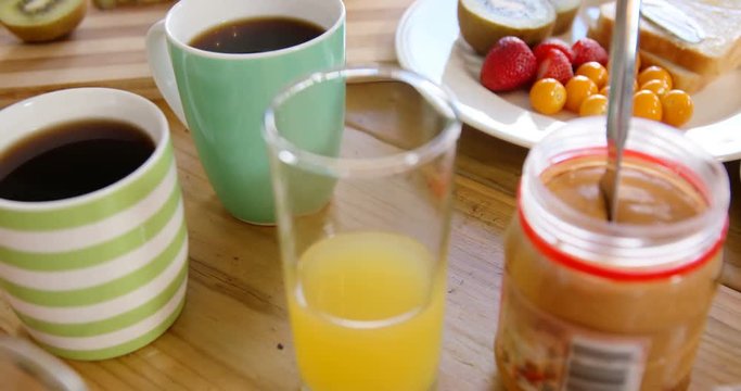 Close up of breakfast ingredients 