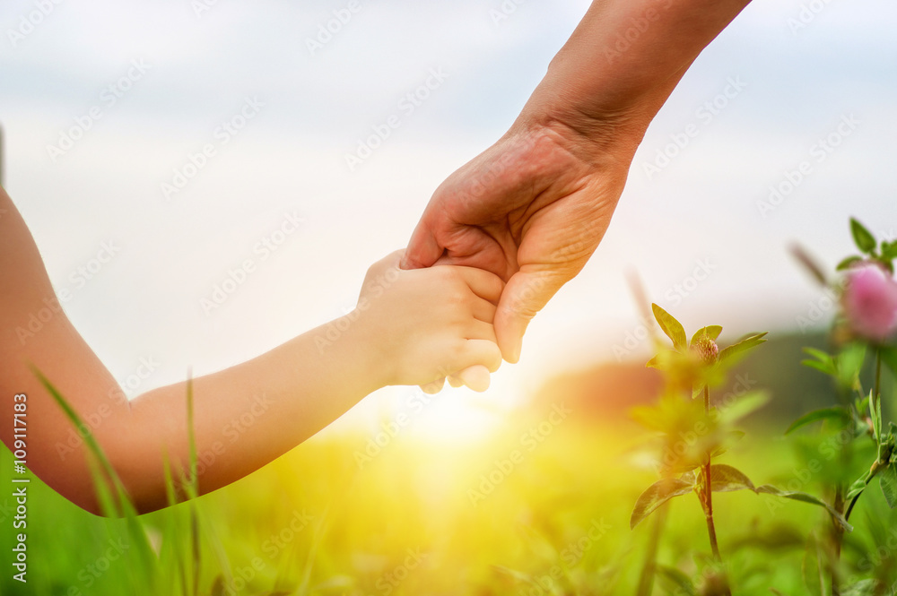 Wall mural Hands of mother and daughter