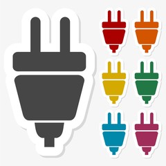 Multicolored paper stickers - Electric plug icon