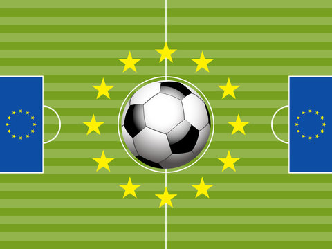 Football Soccer pitch and european flag