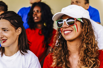 Supporters from Italy at stadium watching the match