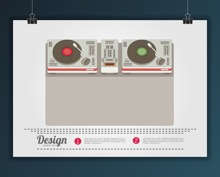 Party and sound, musical entertainment. Flat vector illustration