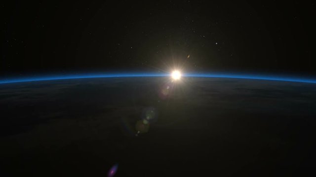 Beautiful slow sunrise from Earth orbit. View from ISS. Clip contains earth, sunrise, space, sun, awaken, clouds, water, sunset, planet, globe. Images from NASA.	
