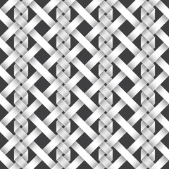 Abstract repeatable pattern background of white twisted strips. Swatch of intertwined ribbons. Seamless pattern with volume effect.
