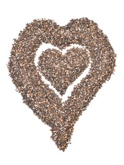 Chia seeds on white background.   