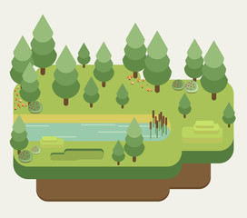Fototapeta premium Summer landscapes. Vector illustration. Flat design.