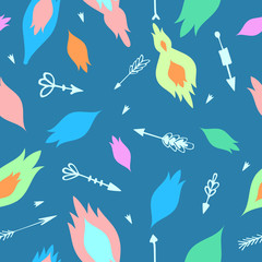 Tribal arrows boho seamless pattern. Ethnic geometric print. Background texture. Fabric, cloth design, wallpaper, wrapping