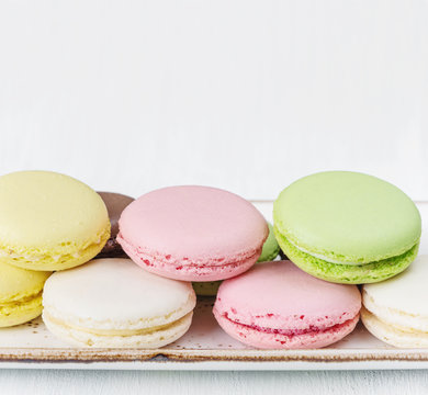 Row of multicolored macaroons